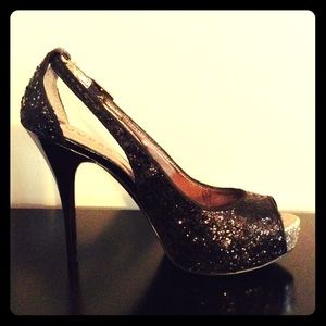 GUESS Black and Silver Sparkle Pumps